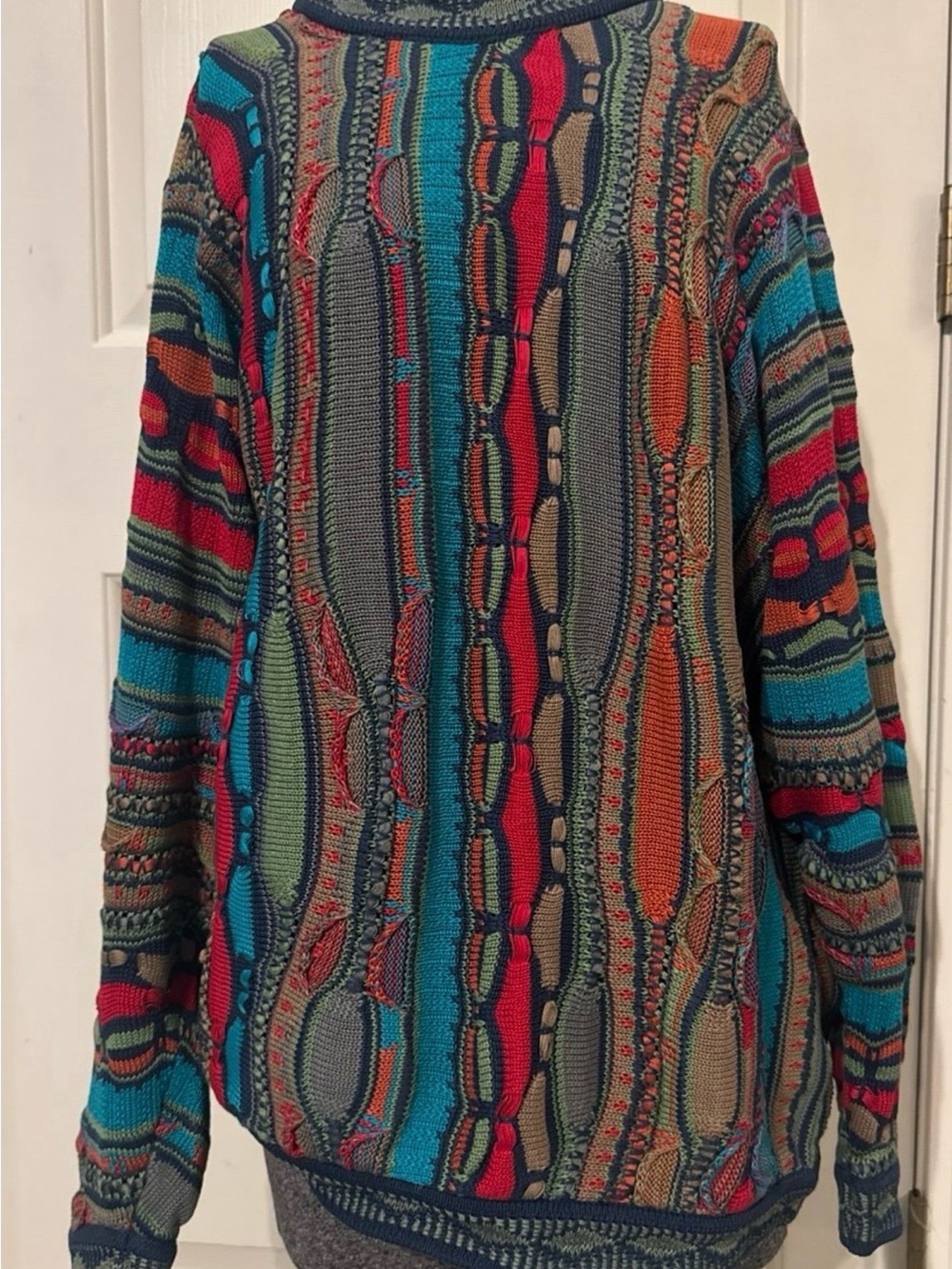 COOGI Men’s Multicolor Crewneck Sweater - Navy, Green, Red Accents